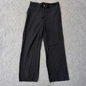 Love Tree Black Linen Blend Wide Leg Full Length Pants Women's Size Large